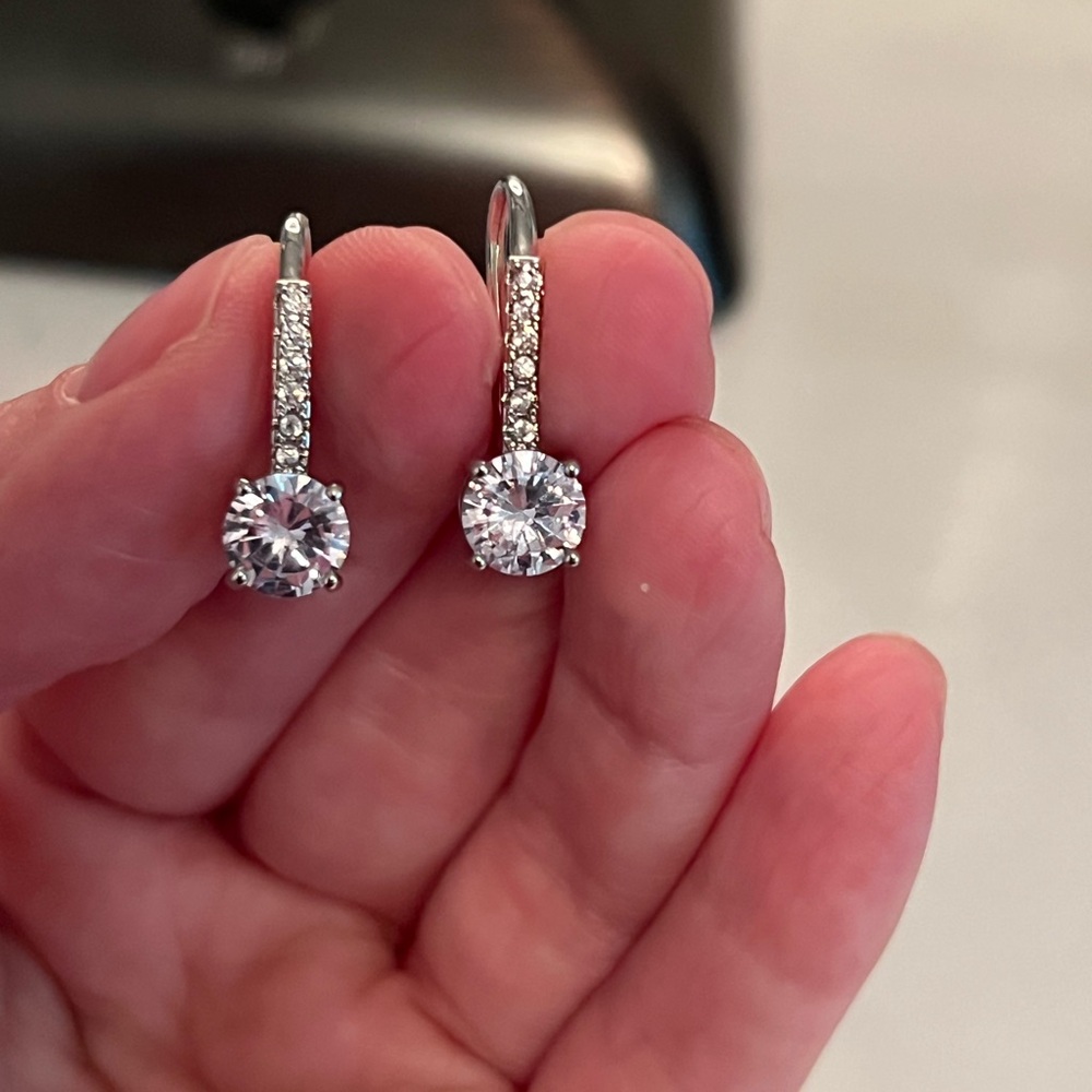 Silver Diamond Drop Earrings